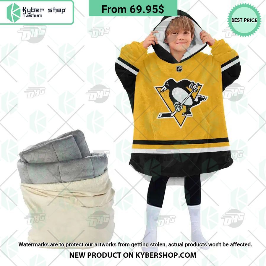 Pittsburgh Penguins yellow Hoodie Blanket