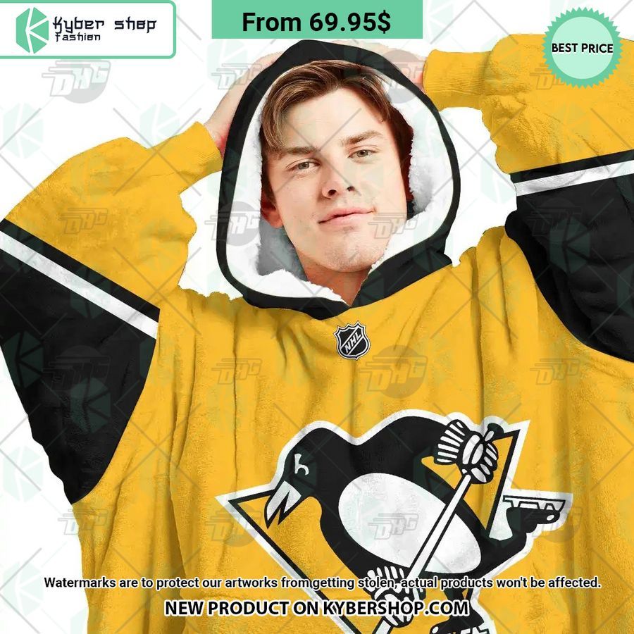 Pittsburgh Penguins yellow Hoodie Blanket