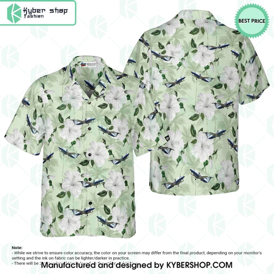 Plane Hibiscus Hawaiian Shirt