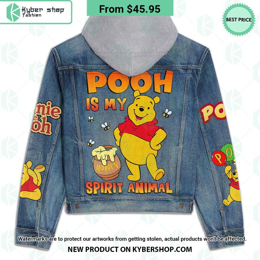 Pooh Is My Spirit Animal Hooded Denim Jacket