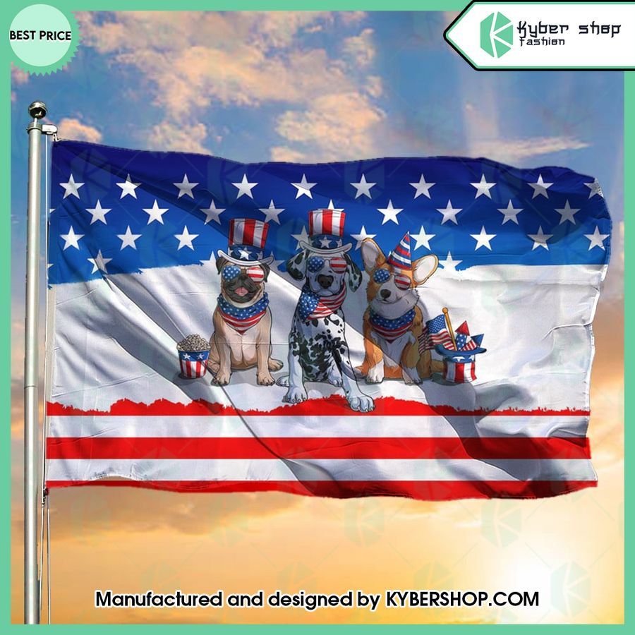Pug Dalmatian Corgi US Flag