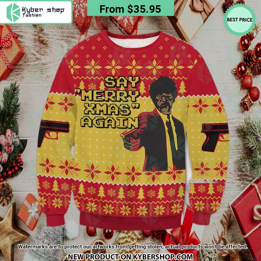 Pulp Fiction Say Merry Xmas Again Sweater