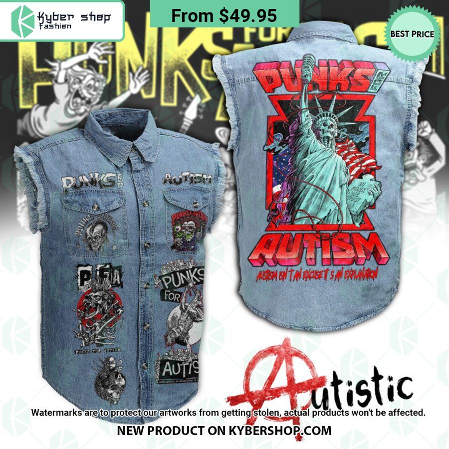 Punks For Autism Sleeveless Denim Jacket