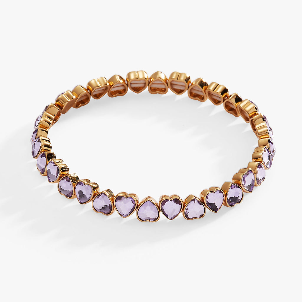 Purple Crystal Heart Stretch Bracelet T-Shirts