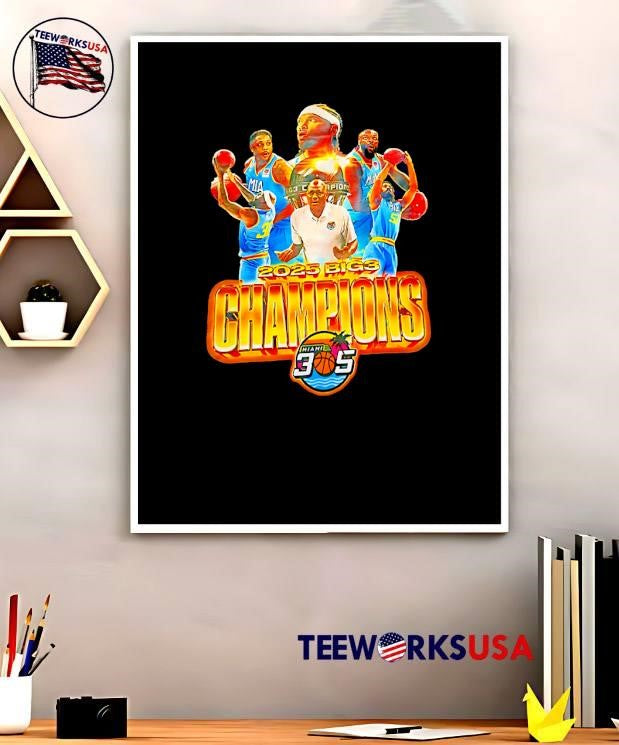 Miami 305 2025 BIG3 Champions Basketball Team T-Shirt