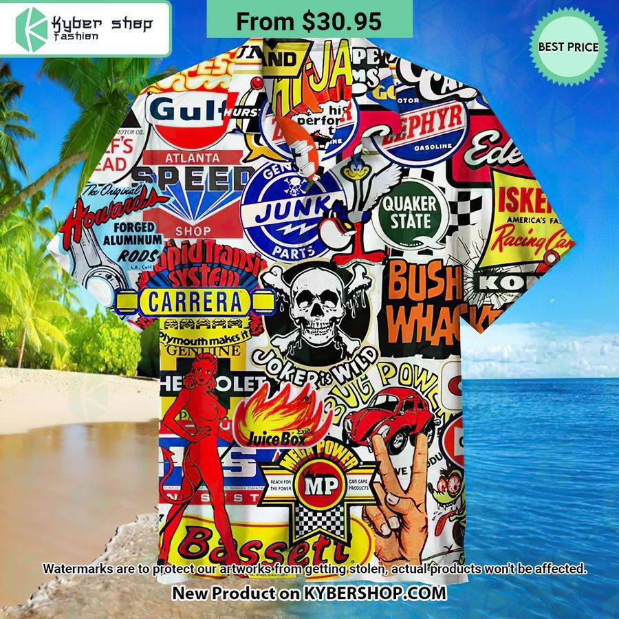 Racing Car Labeling Hawaiian Shirt