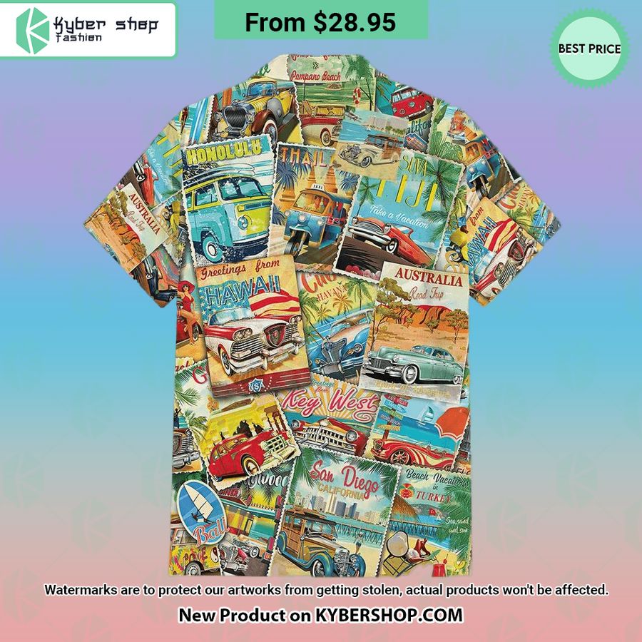 Racing Collage Hawaiian Shirt Shorts