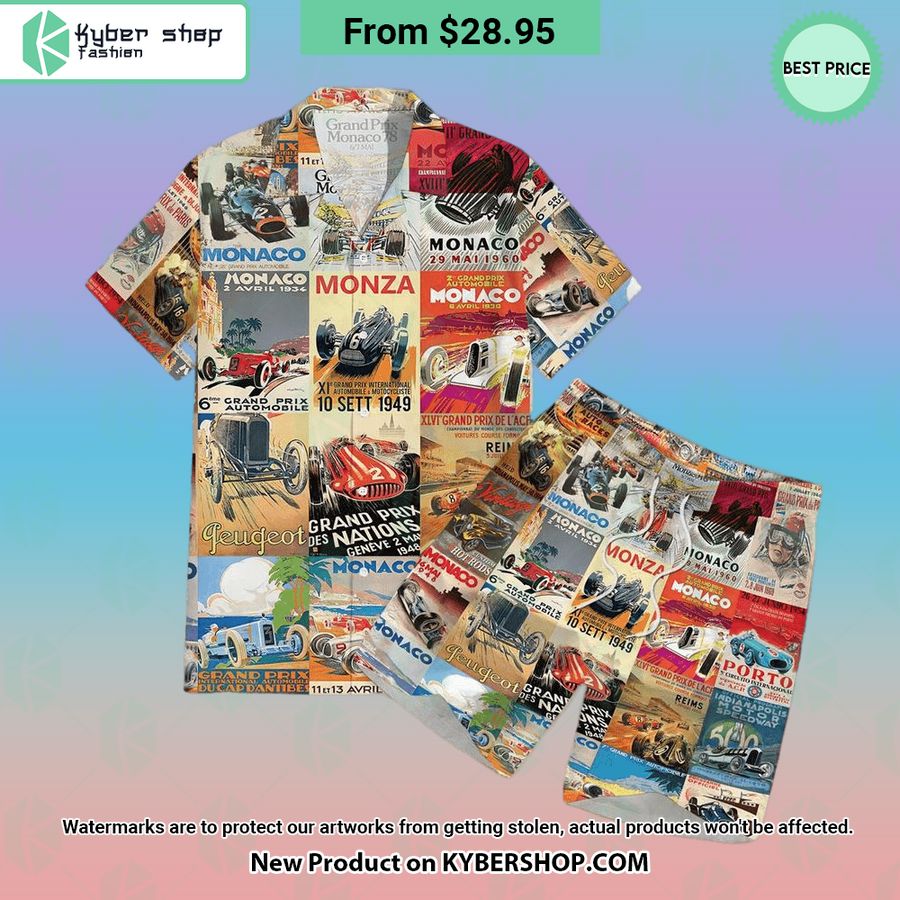 Racing Poster Collage Hawaiian Shirt Shorts