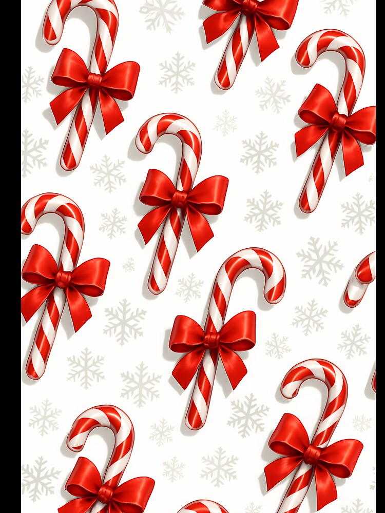 Candy Cane Christmas Pattern with Red Bows and Snowflakes by Buzzink