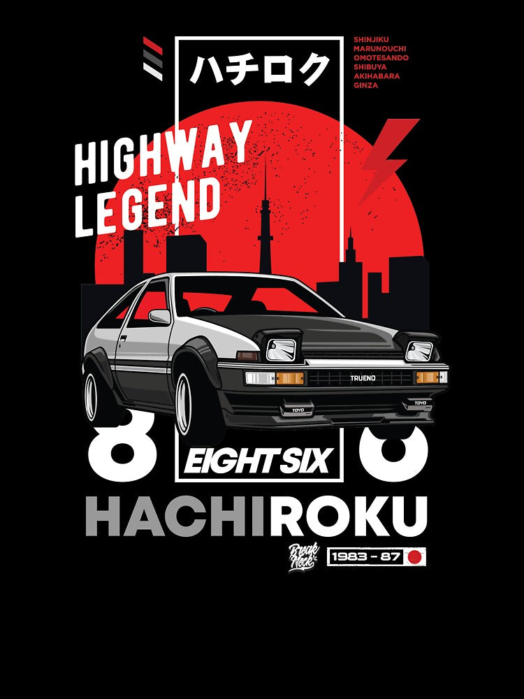 Toyota AE86 Trueno Hachiroku Eight Six Initial D JDM by anyteeworld Unisex , , , Long Sleeve Tee