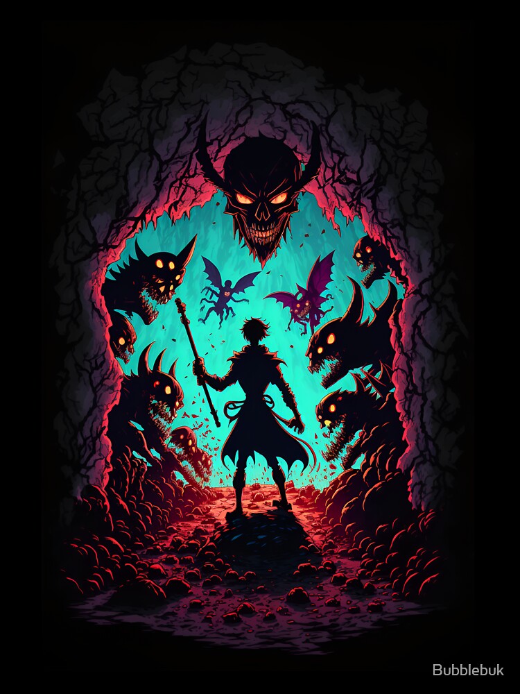 Anime Hero Entering Hell to Fight Demons by Bubblebuk Unisex , , , Long Sleeve Tee