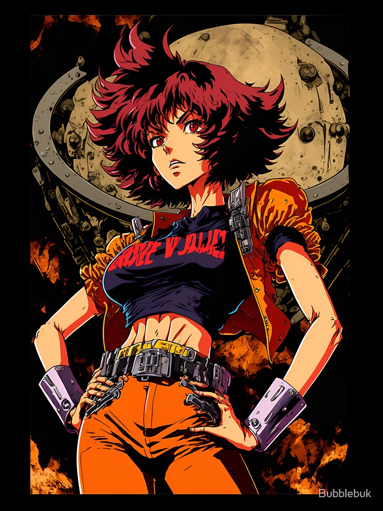 Anime Hot Girl in Futuristic outfit 90s style by Bubblebuk Unisex , , , Long Sleeve Tee