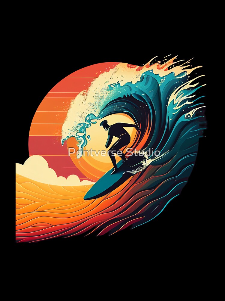 Surfing illustration by Printverse Studio Unisex , , , Long Sleeve Tee