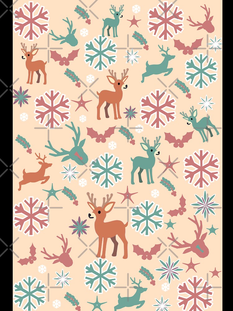 Cute Reindeer Christmas Pattern | Modern Pastel Holiday Snowflake Design by HopeAndHustle