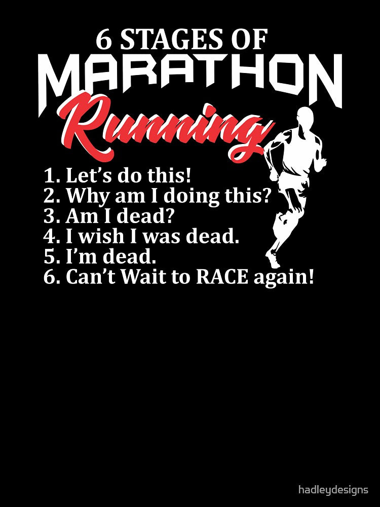 Stages of marathon running cross country runner funny gift by hadleydesigns