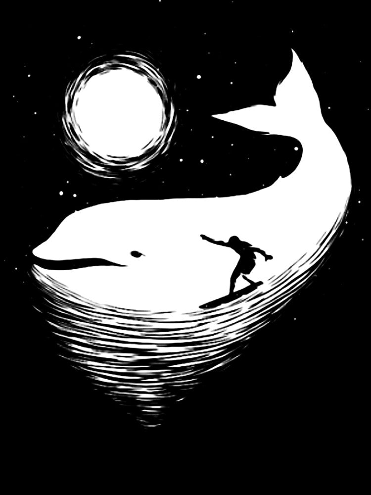 Surfing Whale by GeniusDesignArt Unisex , , , Long Sleeve Tee