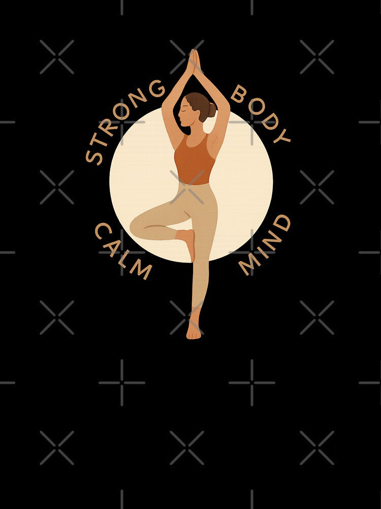 Strong Body Calm Mind - Minimalist Yoga Design by MKreative Studio Unisex , , , Long Sleeve Tee