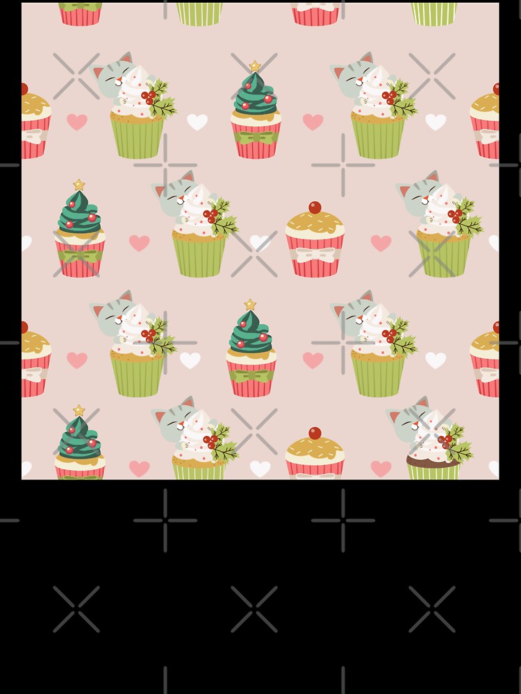 Christmas Pattern,  cats tree and cupcakes design by Phoca Mobil