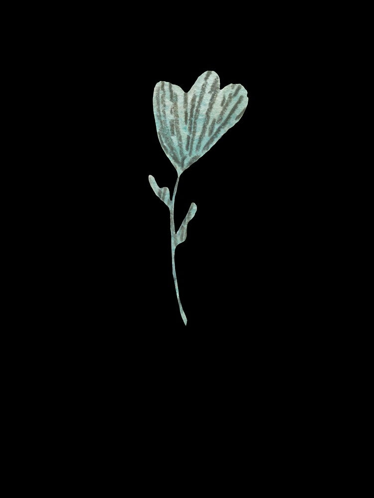 Flower green textured cartoon a watercolor sketch black by Yana Mustafina | Boho Soulful Designs