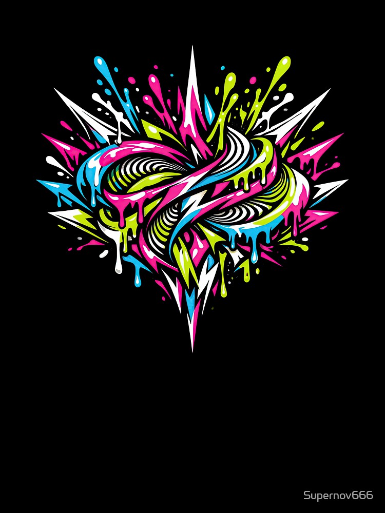 Graffiti Heart – Neon Street Energy by ForeverPrintsOK Unisex , , , Long Sleeve Tee