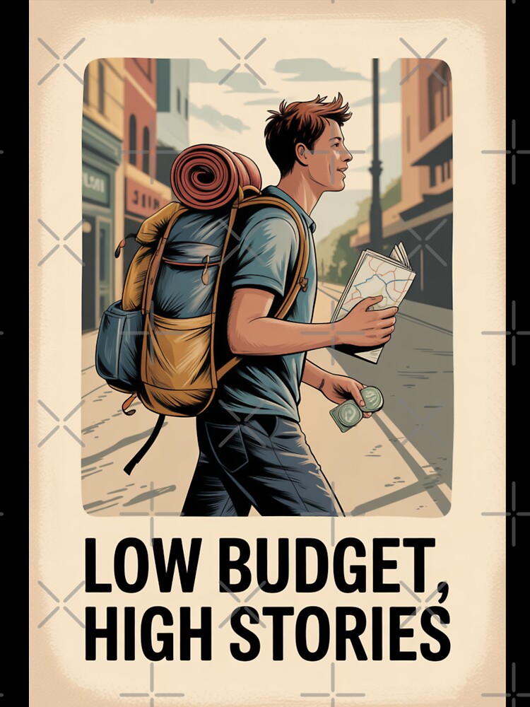 Low Budget High Stories – Backpacker Travel Personality Sticker & Poster by TheChaosDesign
