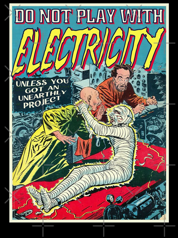 Vintage Electricity Power Mummy Retro Horror Poster Halloween Electrician Gift by TheAplus