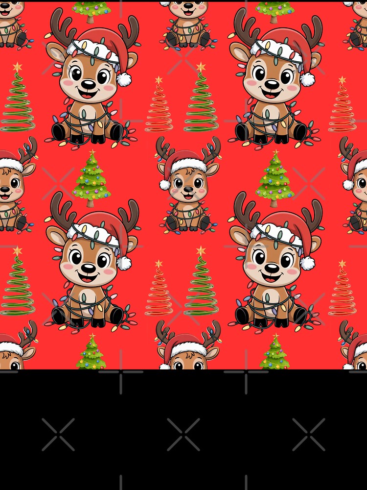 Bright Christmas Trees & Reindeer Illustration Pattern by Grang Art Artistic Designs