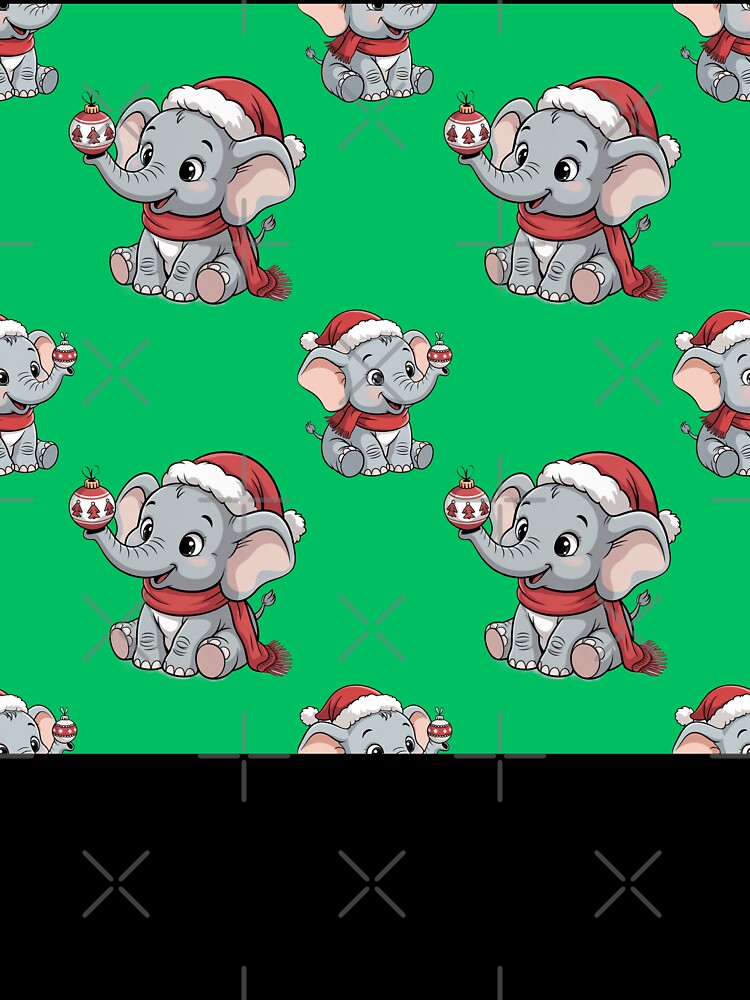 Kawaii Christmas Elephant Repeating Pattern by Grang Art Artistic Designs