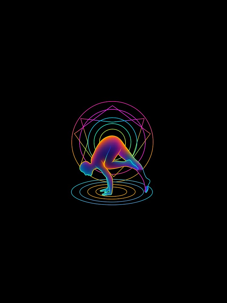 Neon Energy Crow Pose by Fitnessandyoga Unisex , , , Long Sleeve Tee