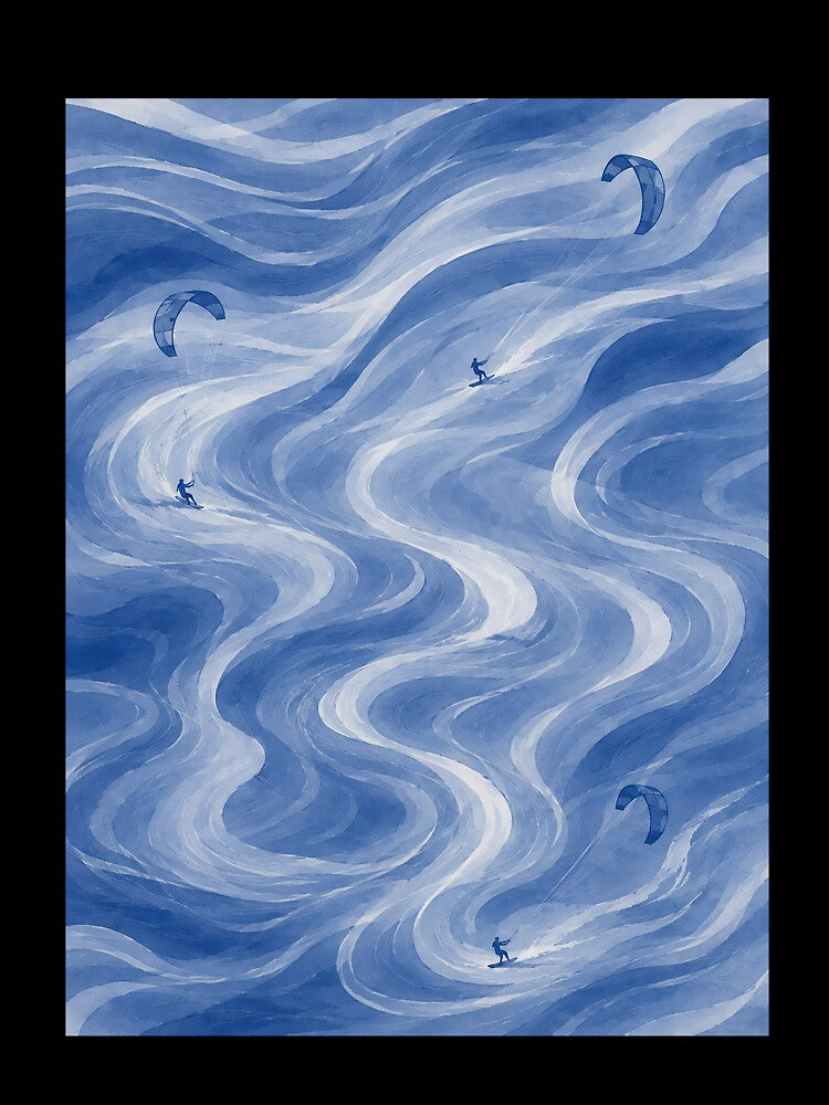 Abstract Wind and Ocean Waves Coastal Artwork by Islabonita.
