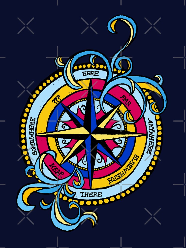 Choose Your Adventure Compass Blue by marieofroumania Unisex , , , Long Sleeve Tee