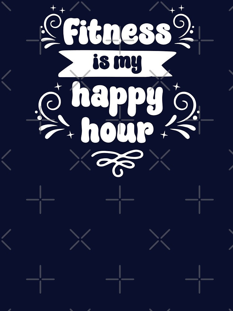 Fitness is My Happy Hour White Text by inspiredalike Unisex , , , Long Sleeve Tee