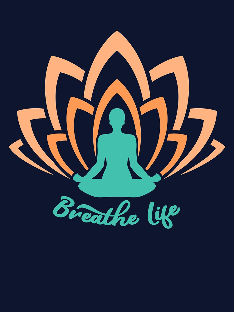 Breathe yoga and happy Life by Khushi Graphics Unisex , , , Long Sleeve Tee