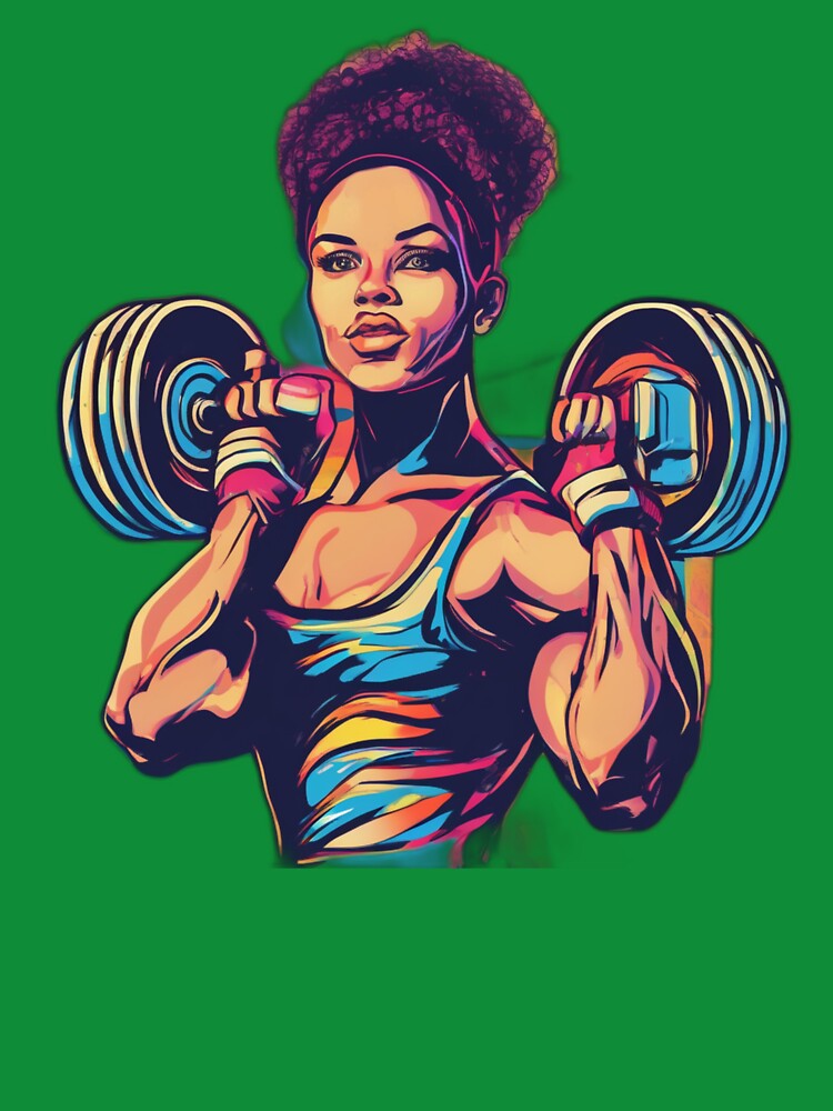 Strong Fitness Woman Illustration – Gym Girl Power Workout Design by Bad7Wear Unisex , , , Long Sleeve Tee