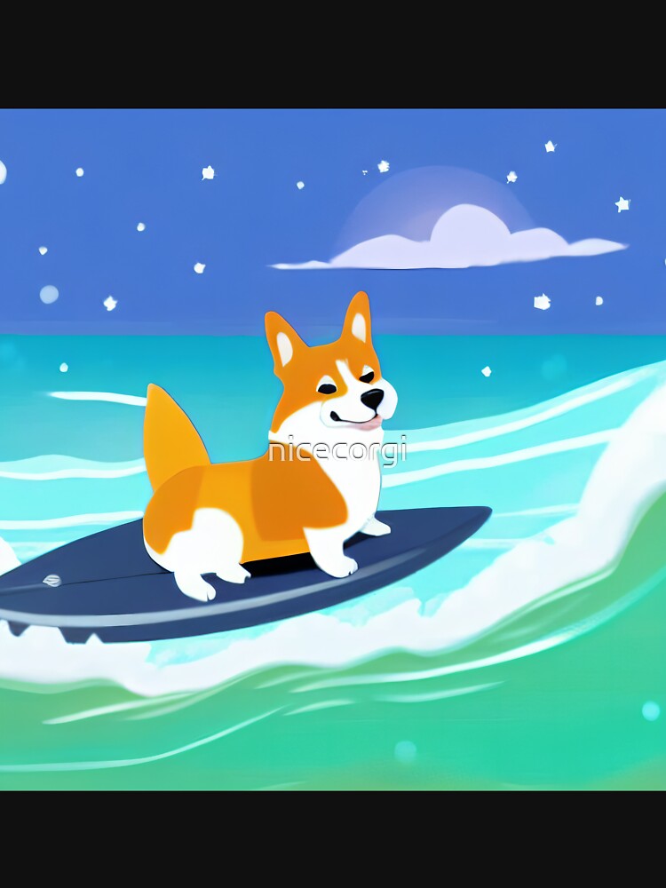 Surfing Corgi Dog by nicecorgi Unisex , , , Long Sleeve Tee