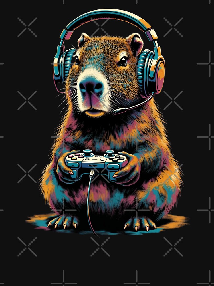 Capybara Gaming Video Game Lover by GrumpySableye Unisex , , , Long Sleeve Tee