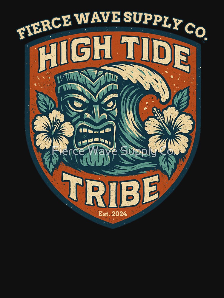 High Tide Tribe Surf Graphic – Vintage Tiki Gulf Coast Beach Decal by Fierce Wave Supply Co.