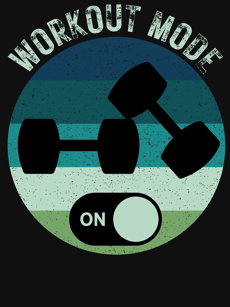 Retro Distressed Fun Fitness Workout Mode On by Linette Gerlach Unisex , , , Long Sleeve Tee