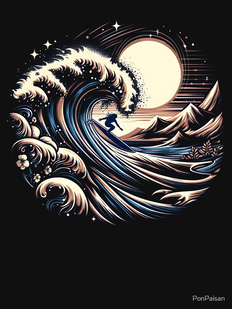 Surfing-Longboard by PonPaisan Unisex , , , Long Sleeve Tee