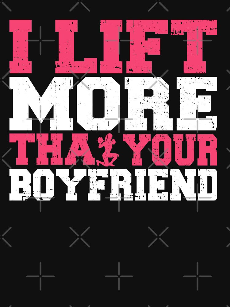 I Lift More Than Your Boyfriend Fitness Gym Bodybuilding by Wildchagapicker Unisex , , , Long Sleeve Tee