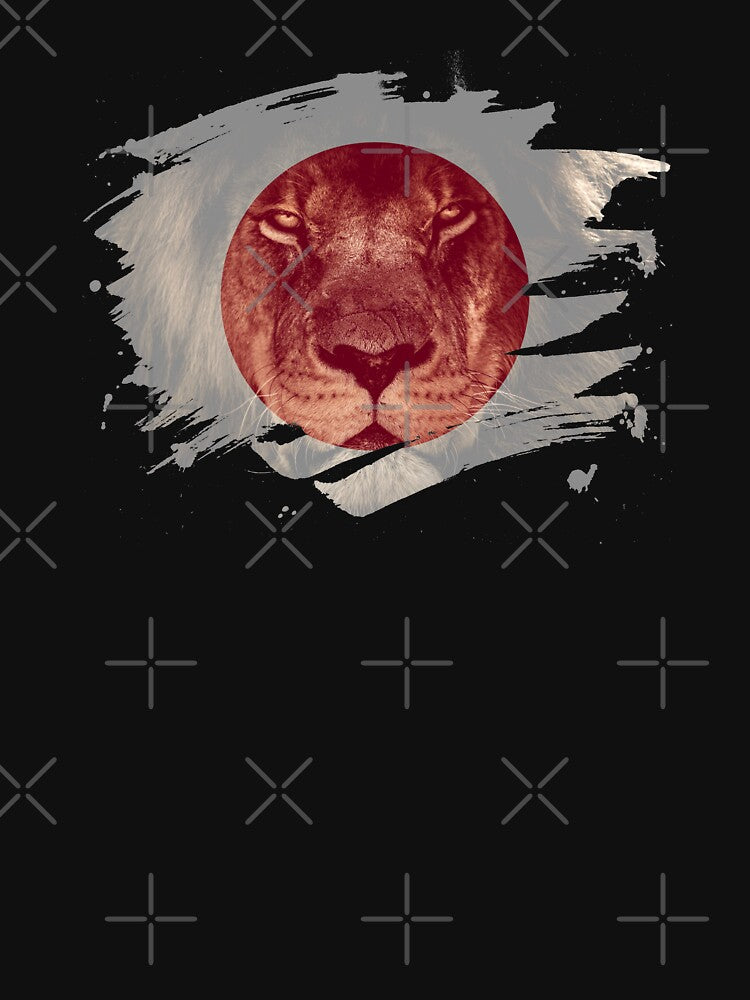 Japan Flag & African Lion Picture   Japanese Pride T Shirt by ockshirts