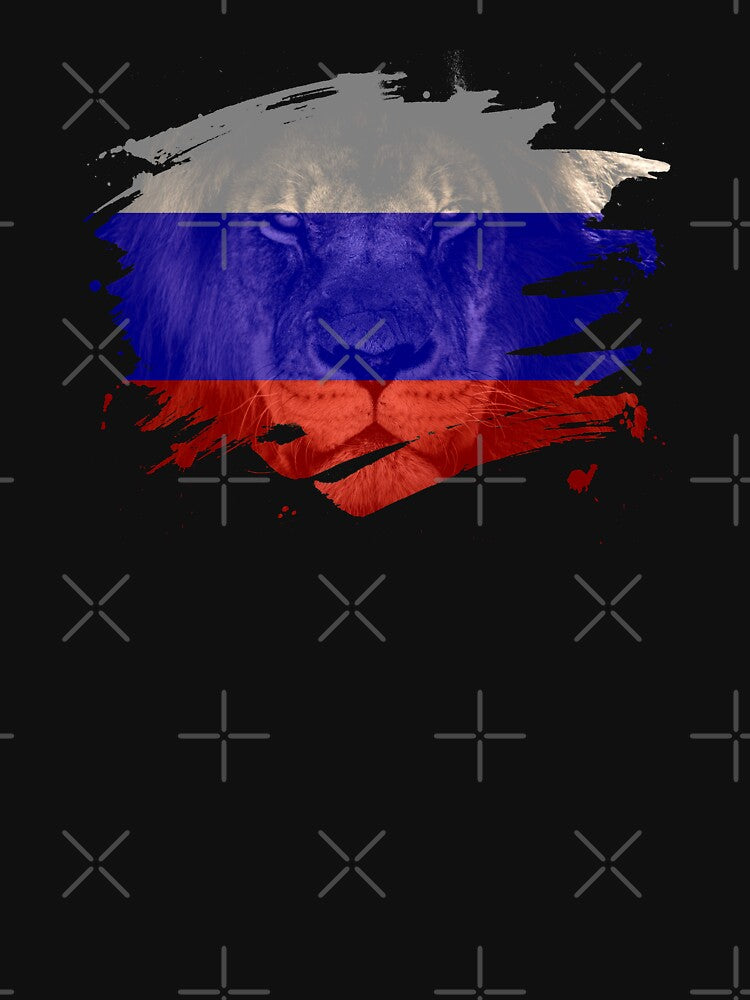 Russia Flag & African Lion Picture   Russian Pride T Shirt by ockshirts
