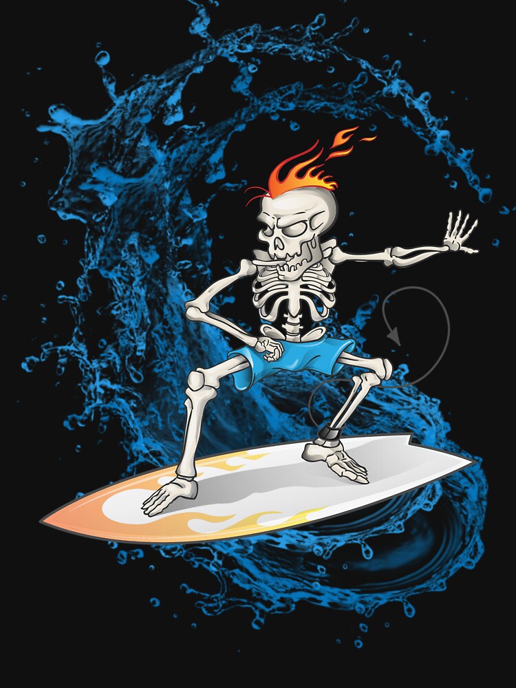 THE CRAZY SURFIST SKULL by MJ96-PRO Unisex , , , Long Sleeve Tee
