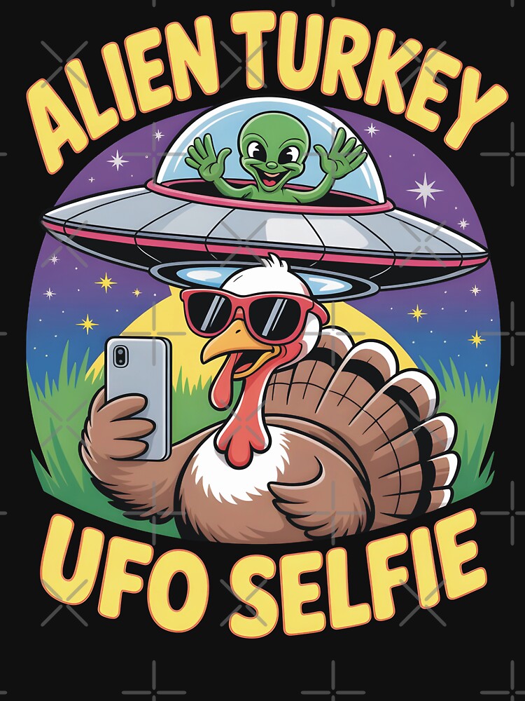 Alien Turkey UFO Selfie Funny Christmas Gift Idea by SkymarArt
