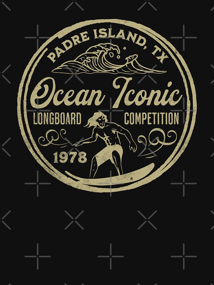 Retro Surfing, Padre Island Longboard Surfing Competition Design by OceanIconic Unisex , , , Long Sleeve Tee