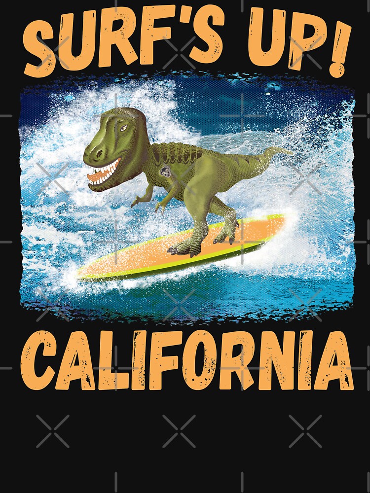 T Rex Surf's Up! California Surfing Lovers by fairviewdesign Unisex , , , Long Sleeve Tee