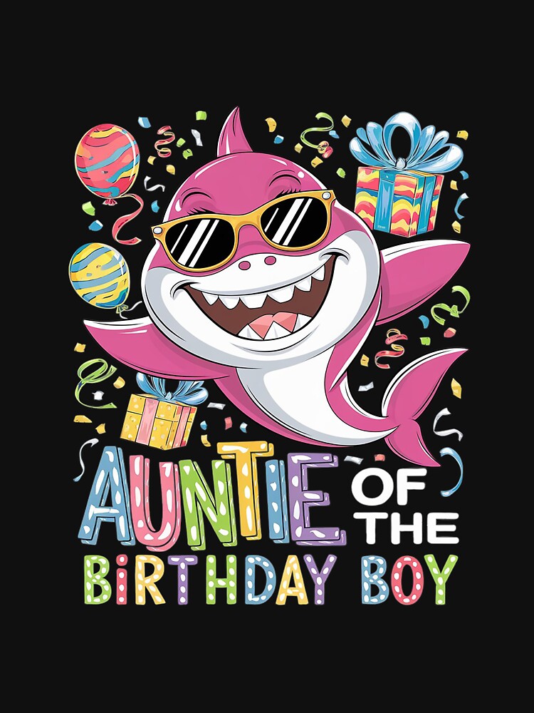 Auntie of the Birthday Boy Family Matching Party Shark by MythWoot