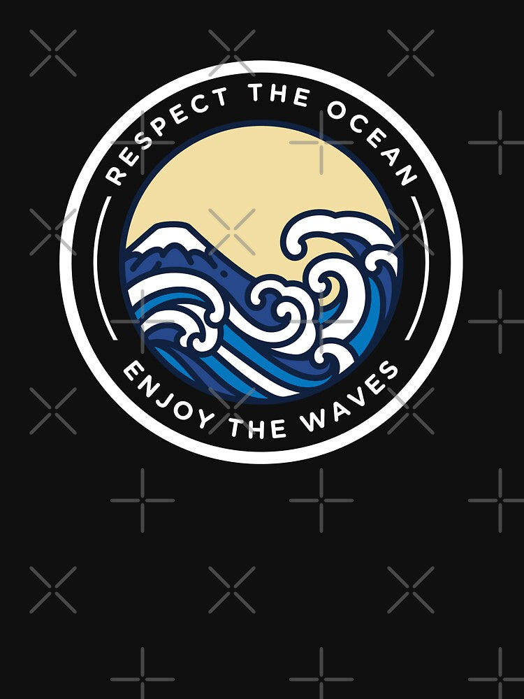 Respect The Ocean Enjoy The Waves by FrescoNat Unisex , , , Long Sleeve Tee