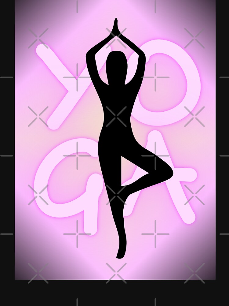 Yoga Pose Neon Pink Yoga Lettering by SoccaTamam Unisex , , , Long Sleeve Tee