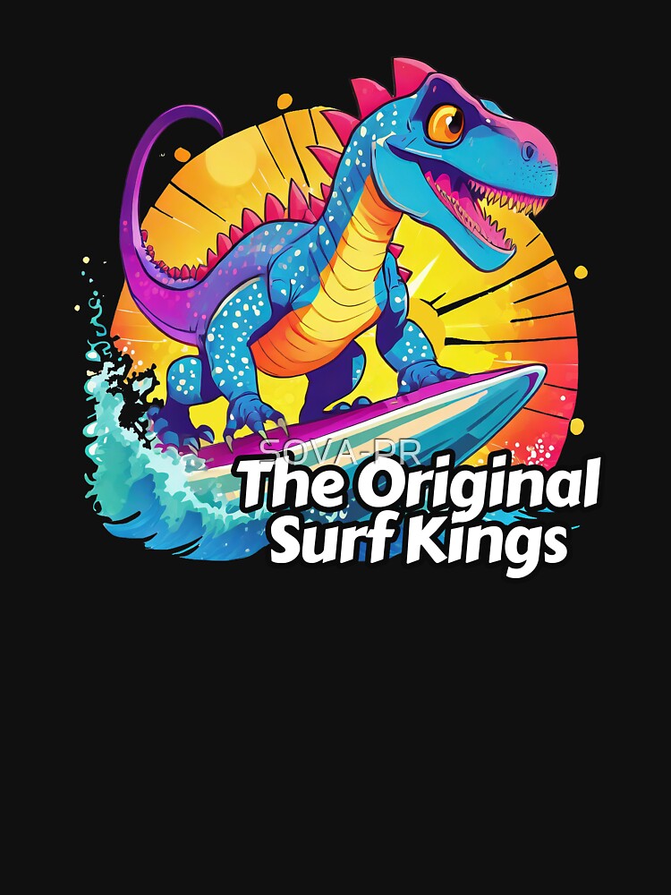 Anime Dinosaur Surfing Funny by SOVA-PR Unisex , , , Long Sleeve Tee